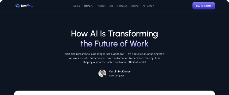 Riteflow Webflow Template Blog Details