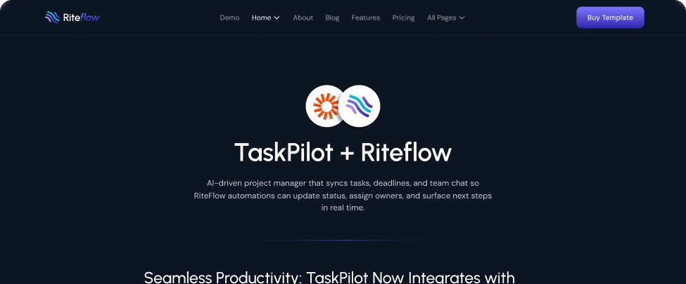 Riteflow Webflow Template Integration Details