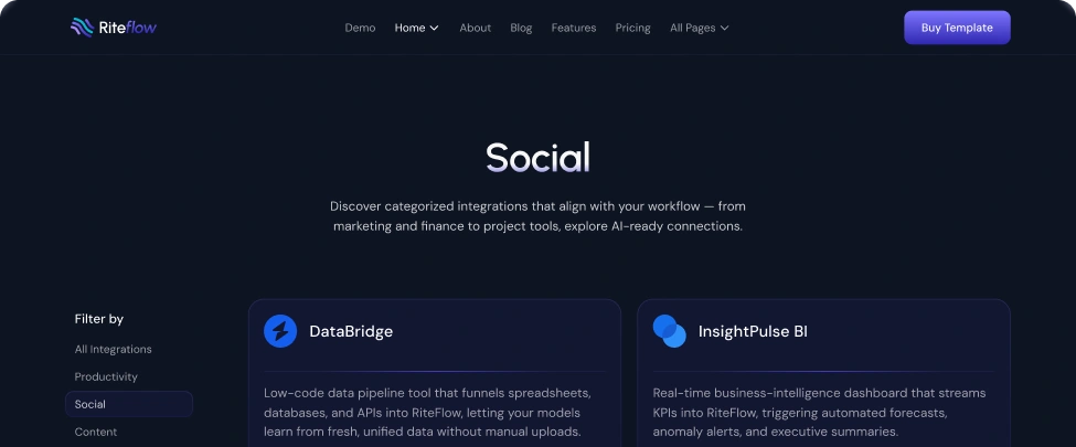 Riteflow Webflow Template Integration Category