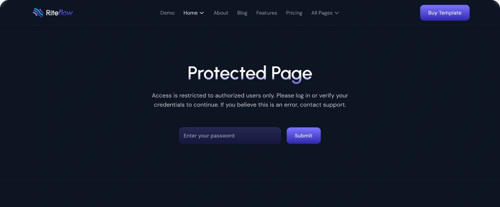 Riteflow Webflow Template Password Protected