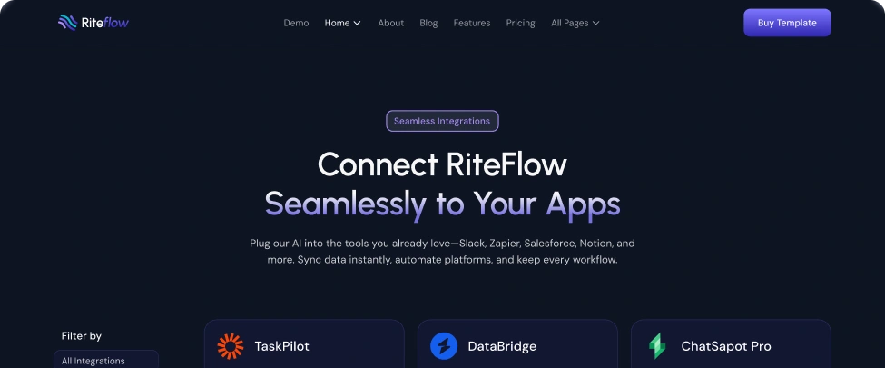 Riteflow Webflow Template Integration