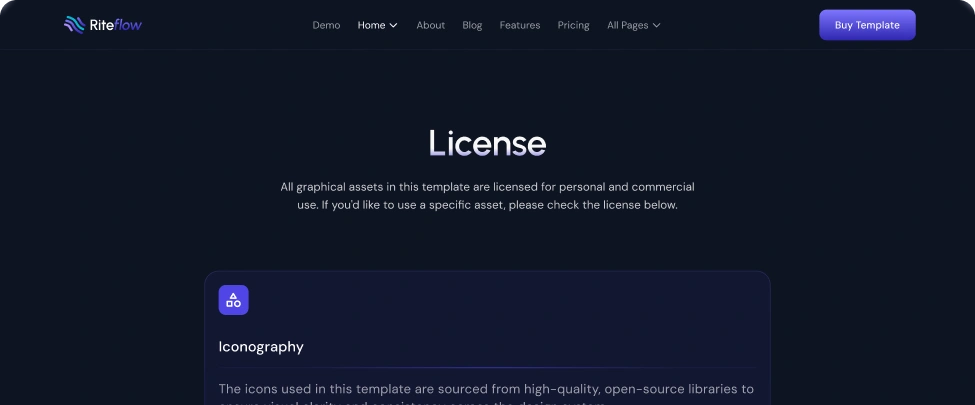 Riteflow Webflow Template Licenses