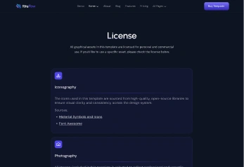 Webflow Template Licenses Page