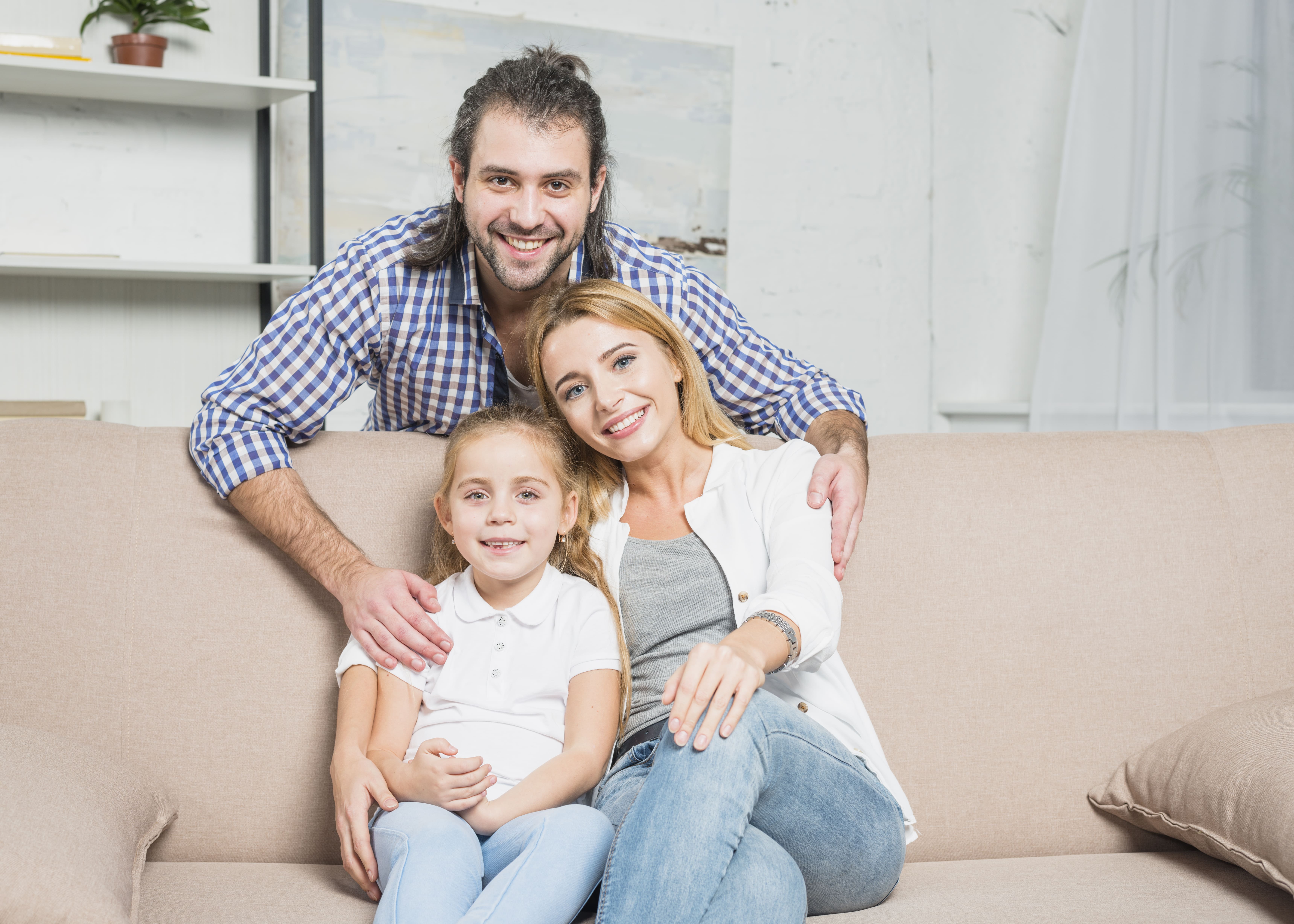 Family relaxing comfortably at home