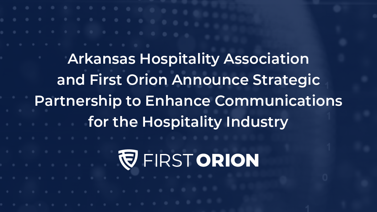 Arkansas Hospitality Association and First Orion announce strategic partnership with company logo on blue background