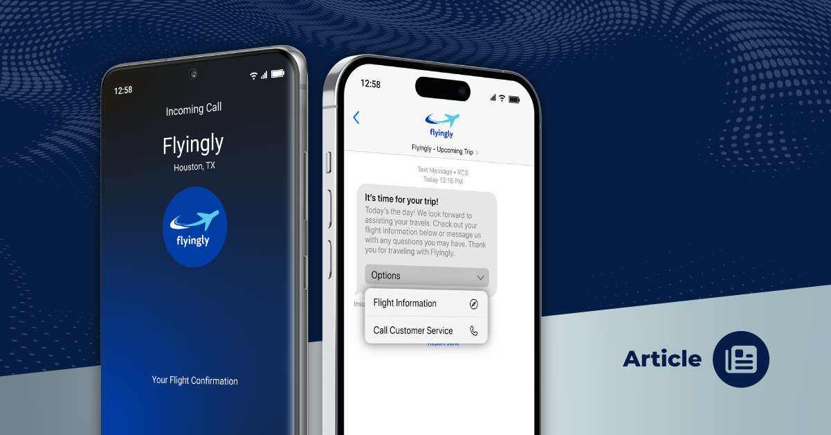Multiple phone screens showing branded calling and branded messaging working together across channels