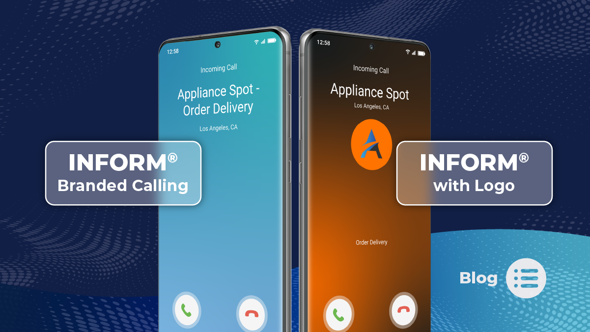 Side-by-side comparison of a branded call with text only versus a branded call with a business logo added