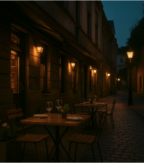 Night view of Belgrade with illuminated riverside terraces and city skyline
