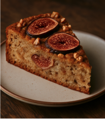 Rustic cake with figs, walnuts, and honey