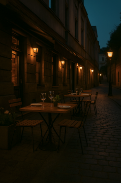 Night view of Belgrade with illuminated riverside terraces and city skyline