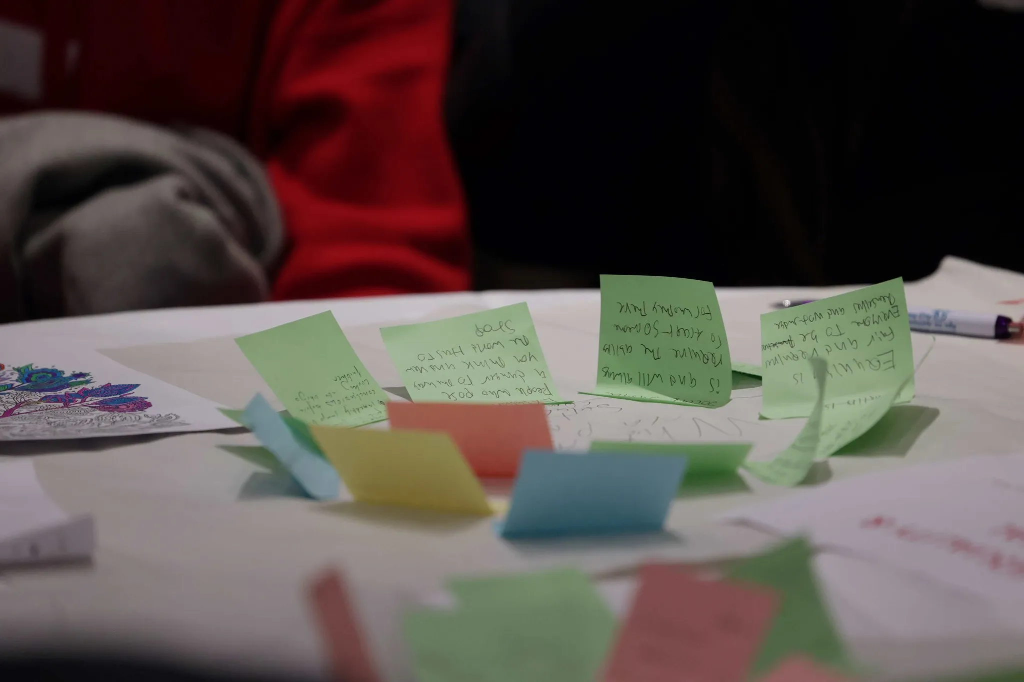 Consultation taking place with sticky notes