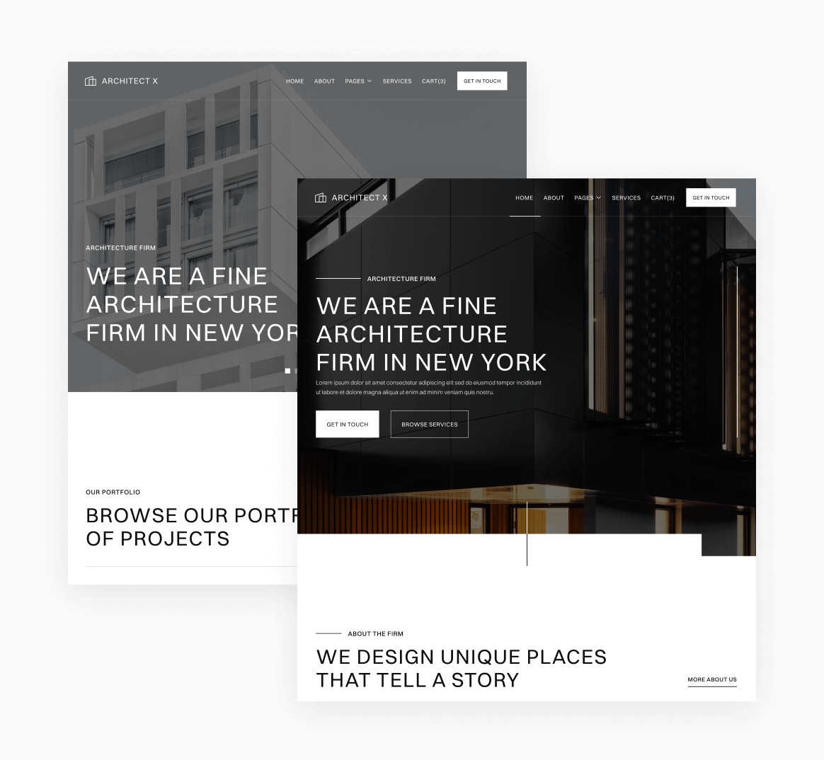 Pages Included - Architect X Webflow Template