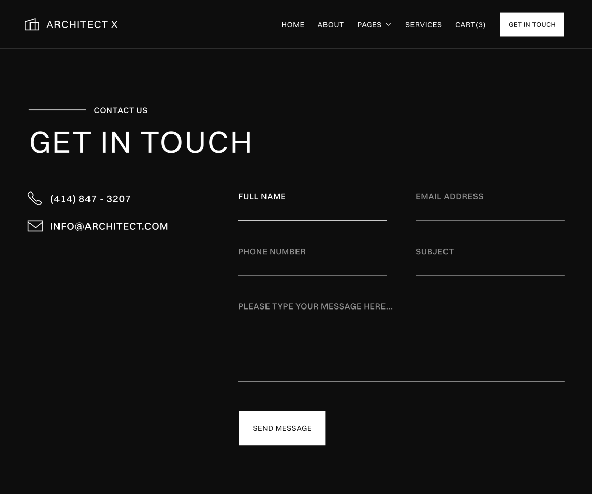 Contact V1 - Architect X Webflow Template