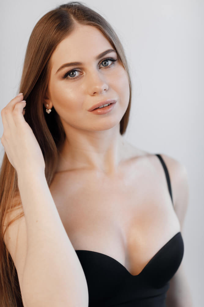 A bust shot of a woman.