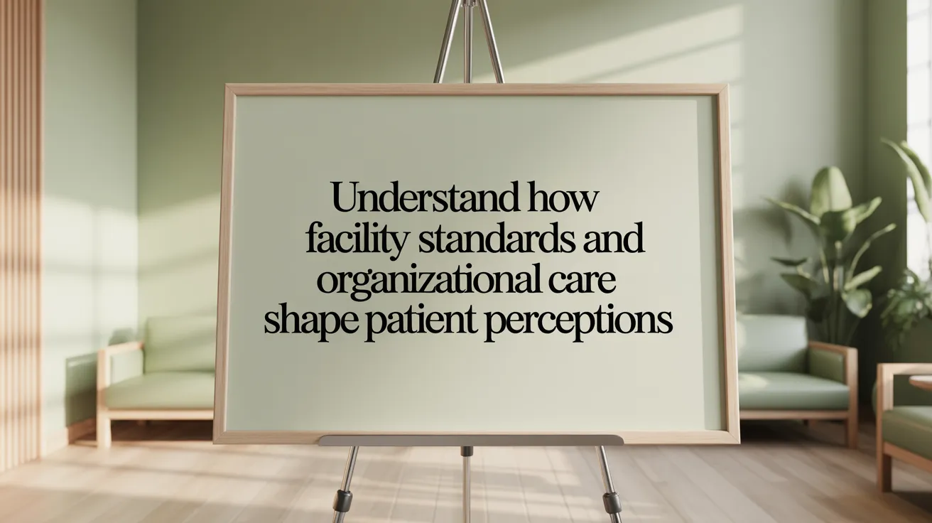 Understand how facility standards and organizational care shape patient perceptions.