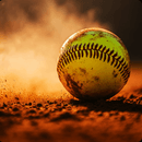 A softball on the ground