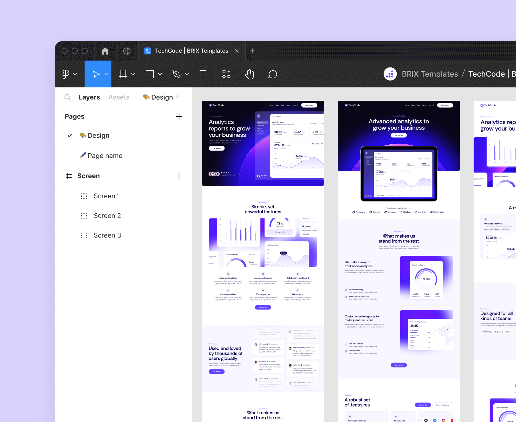 TechCode - Figma File - Saasfy SaaS Webflow Template | Brix Template