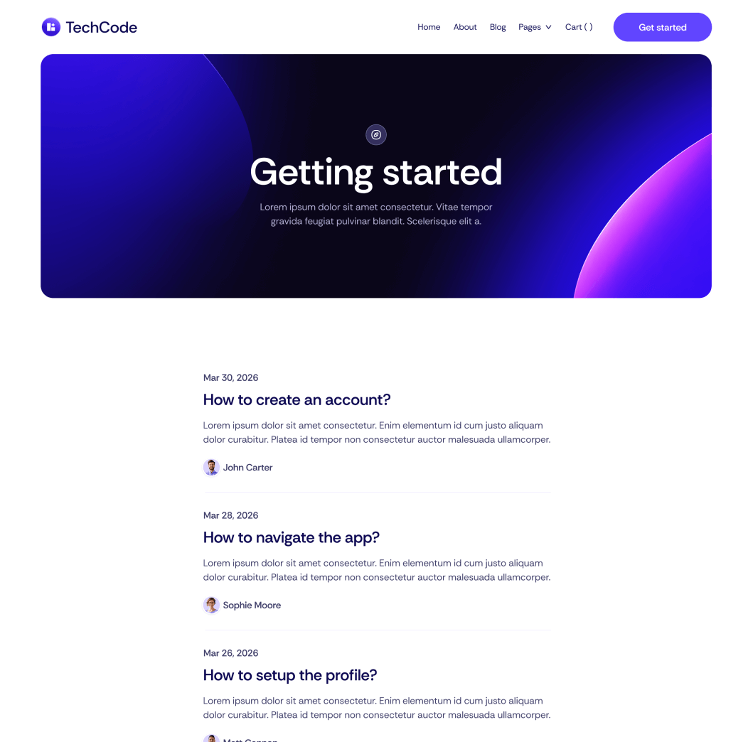TechCode - Help Center Category Main Page - Saasfy SaaS Webflow Template | Brix Template
