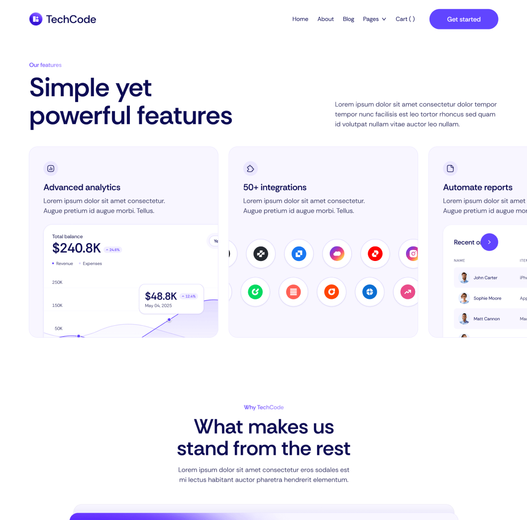TechCode - Features V3 Main Page - Saasfy SaaS Webflow Template | Brix Template