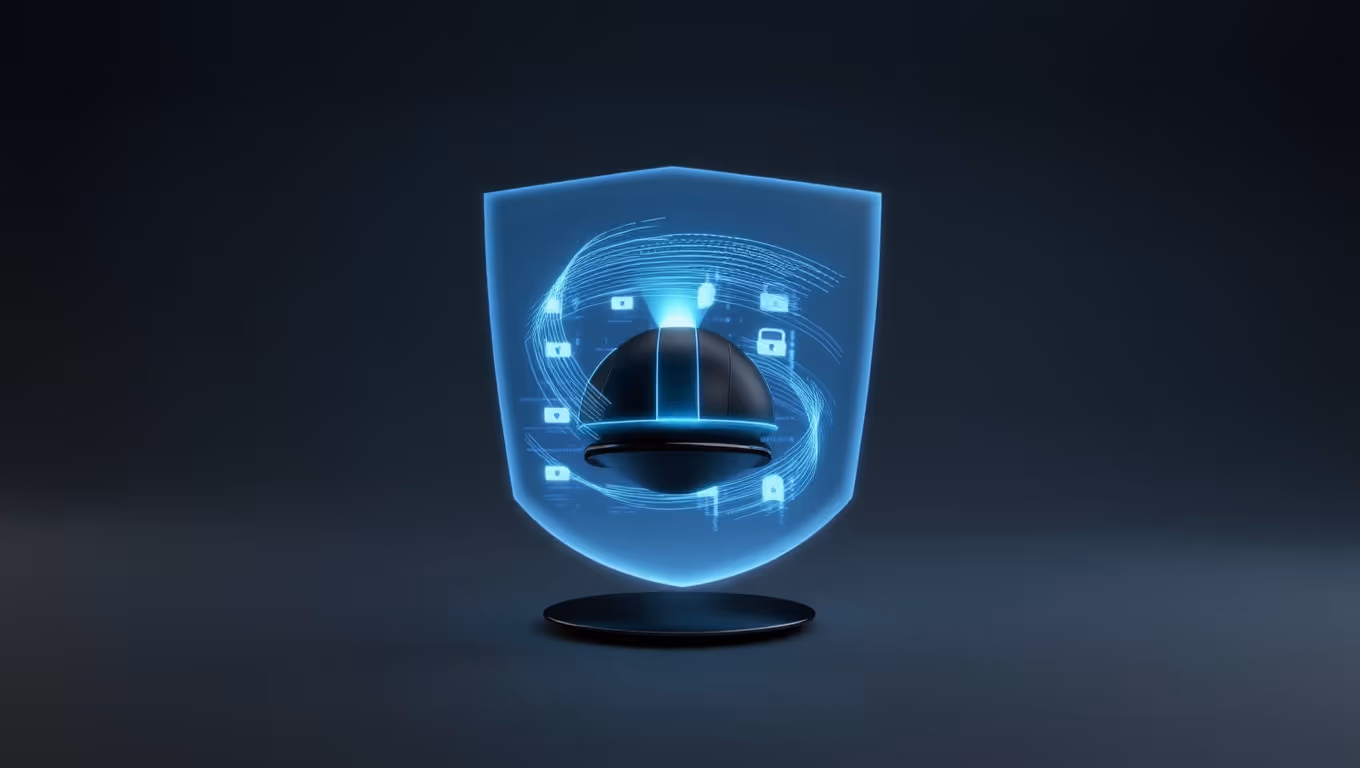 VELA AI device with holographic security shield and data protection features
