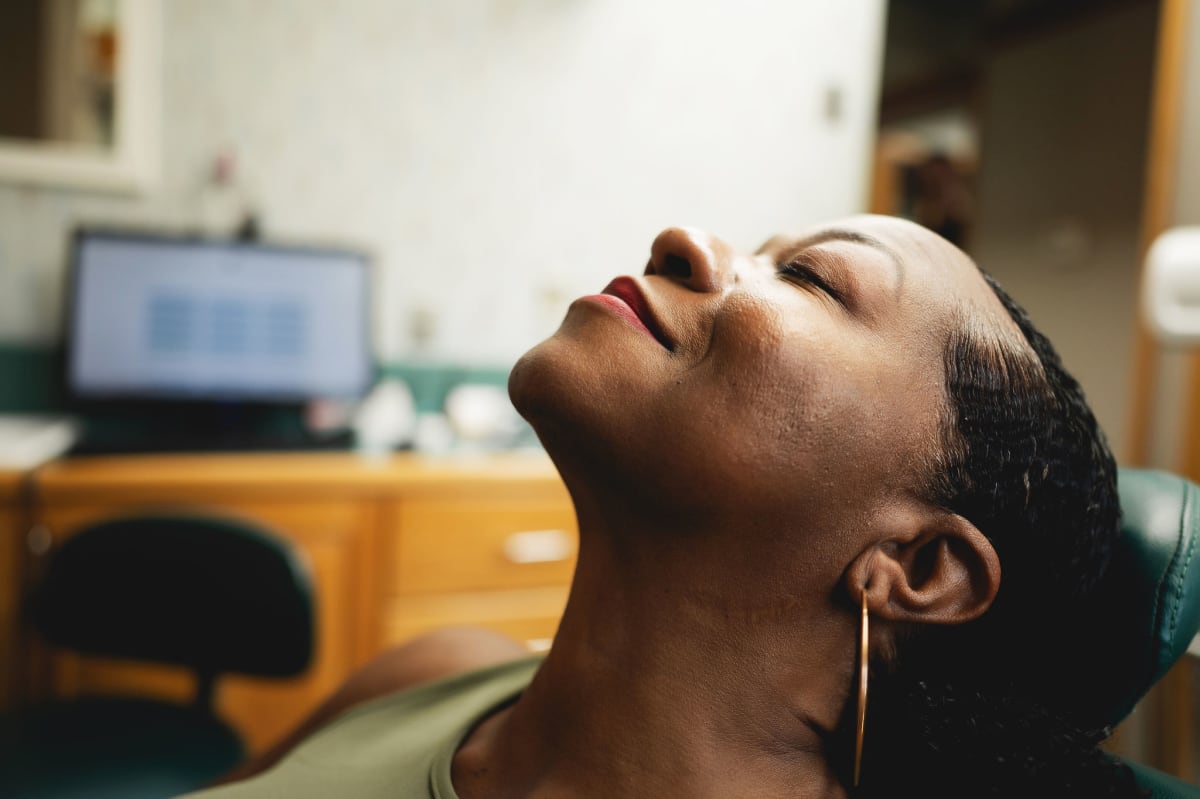 Relaxed patient receiving oral sedation dentistry treatment at Westfield Smiles dental office in New Jersey