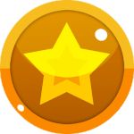 A spinning gold coin with a star emblem representing Gold Coins, the Ruby Sweeps currency designed for social play and free entertainment across all slot games.