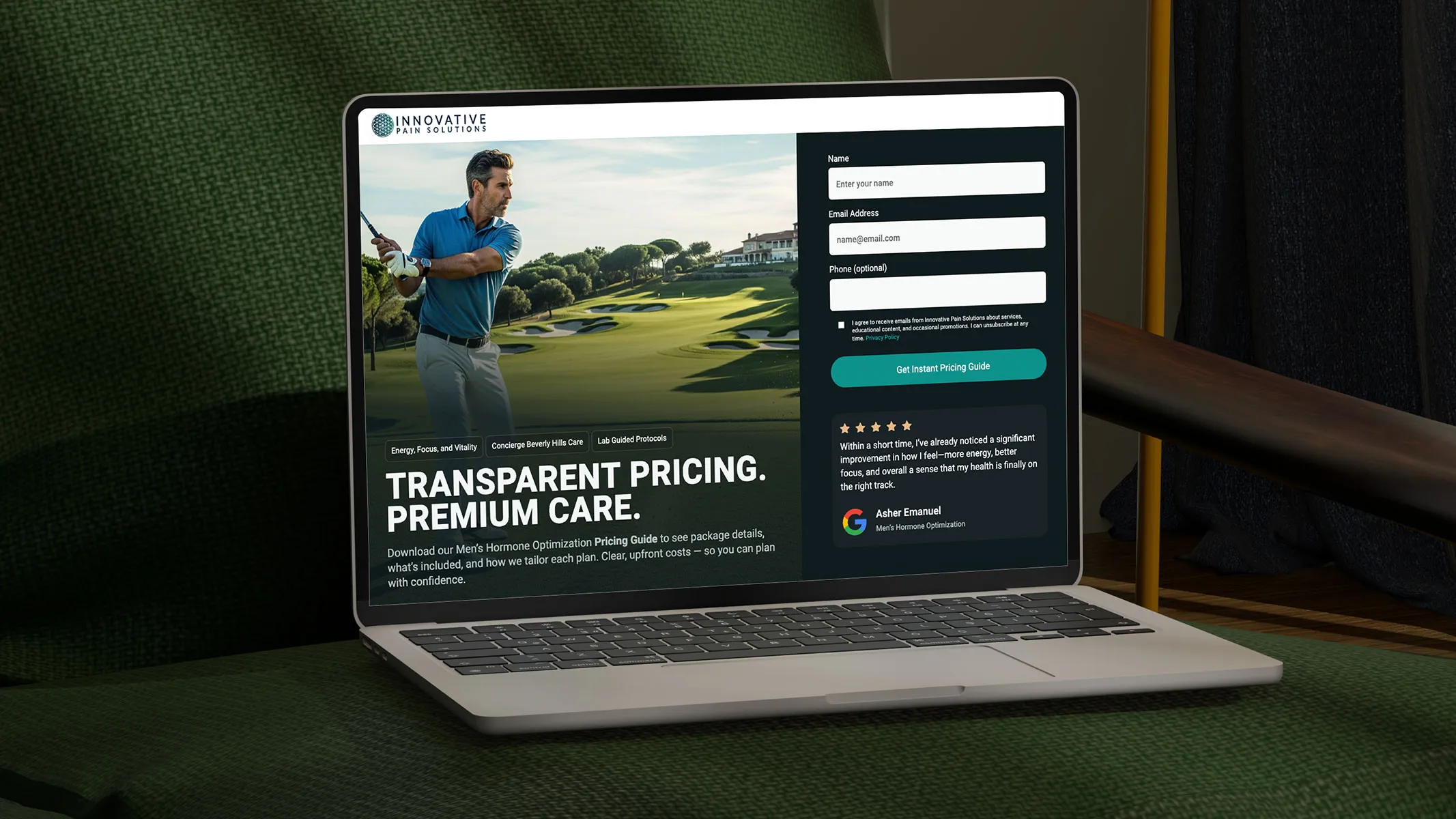 innovative pain solutions landing page