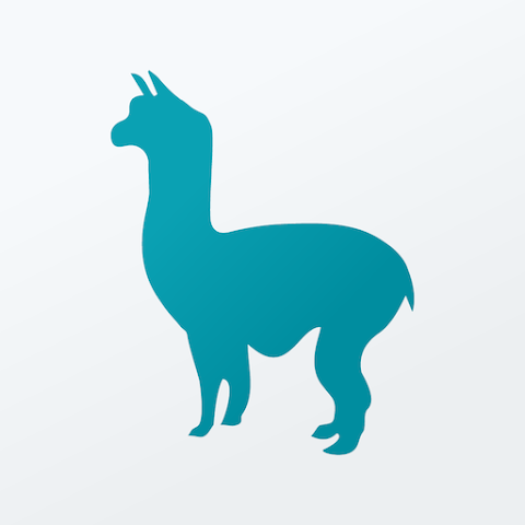 Sherpa Blue llama icon on grey app tile