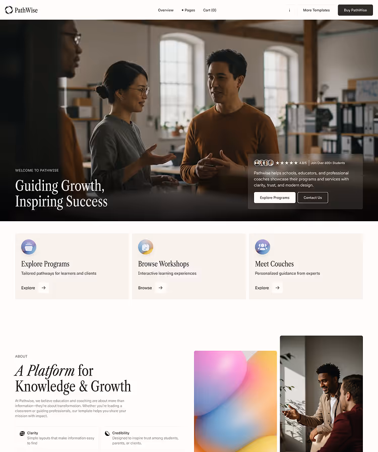 Schools Coaching Webflow template