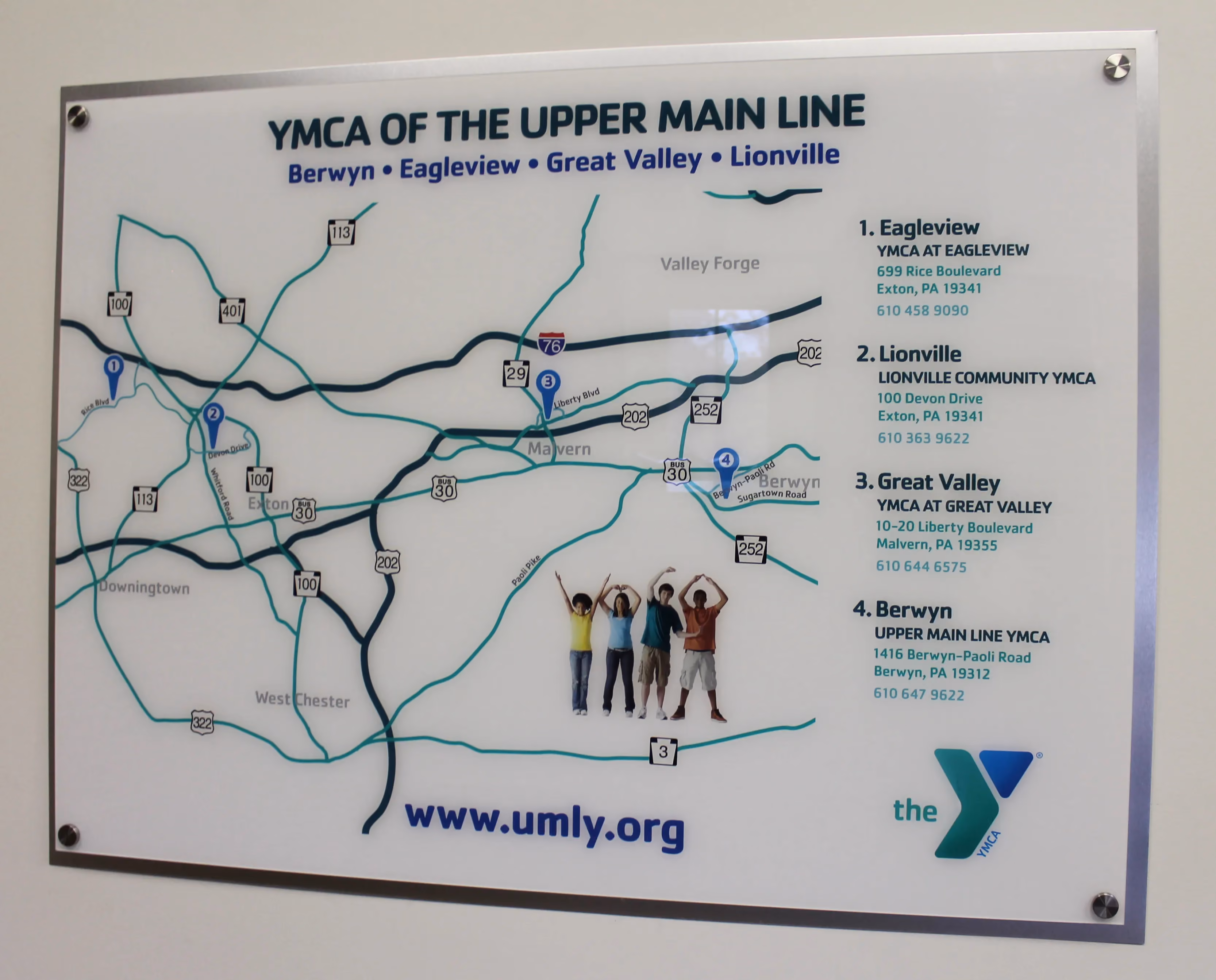 Vinyled map on a white acrylic wall panel