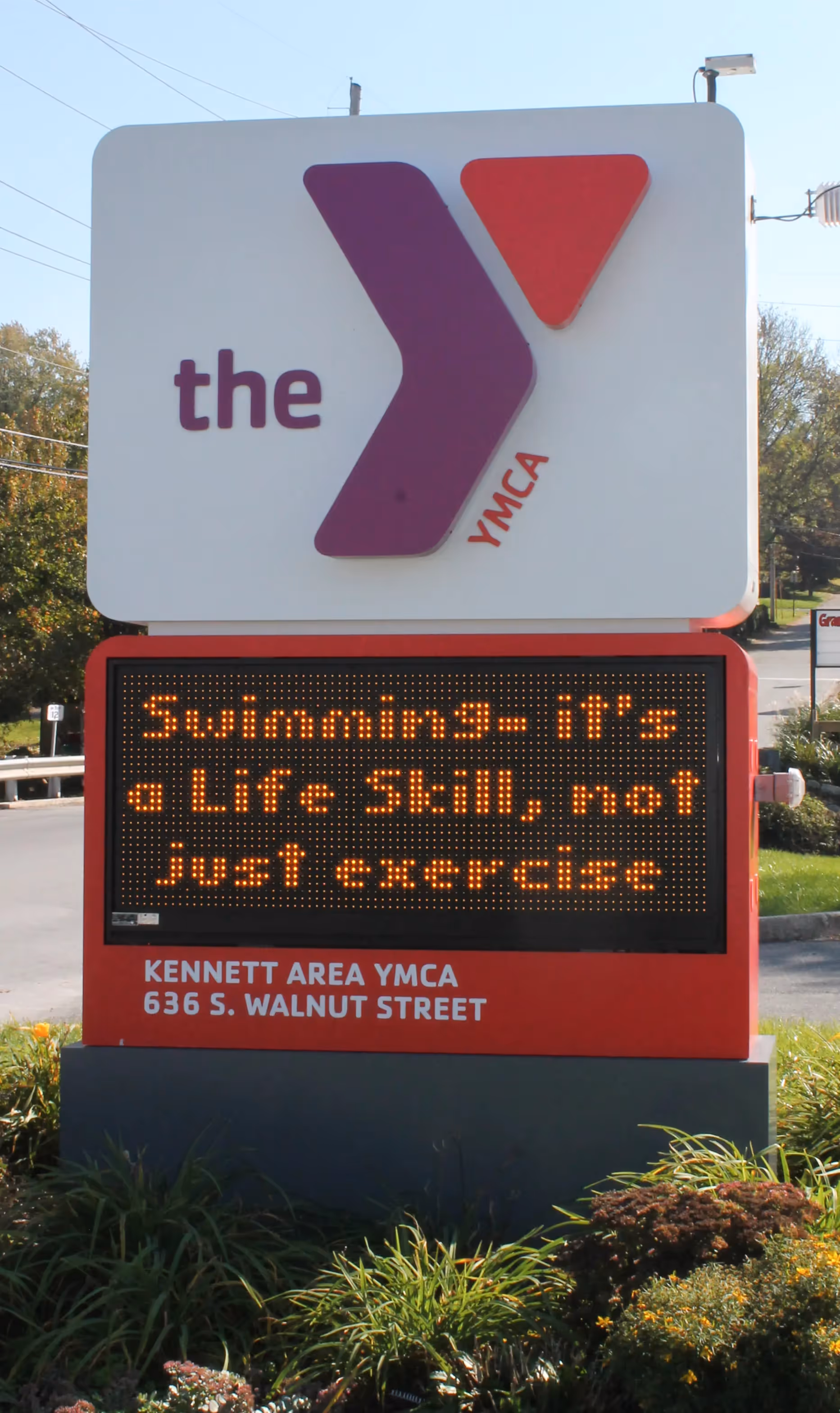 LED board on a custom aluminum pylon sign