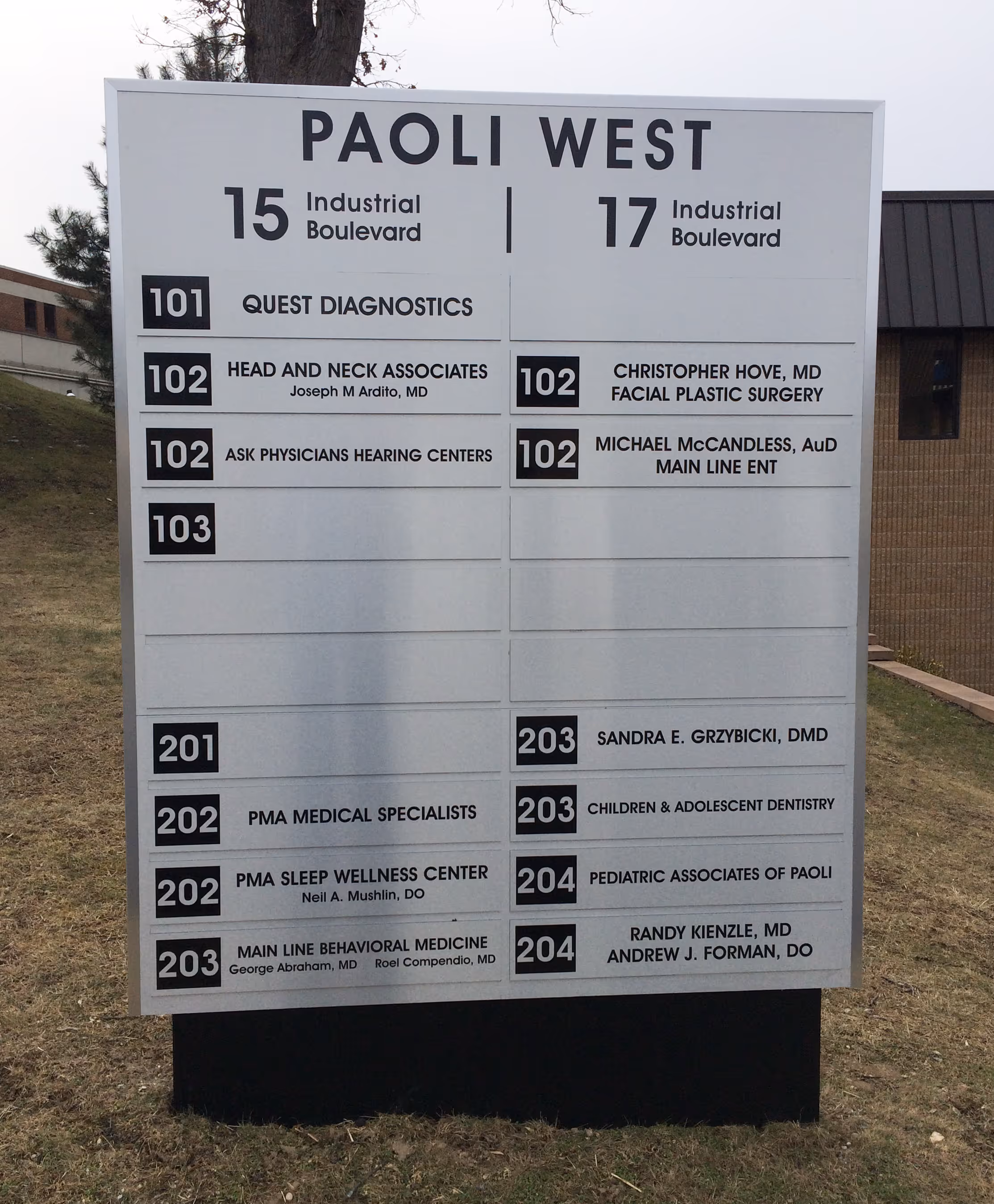 Large, free-standing building directory