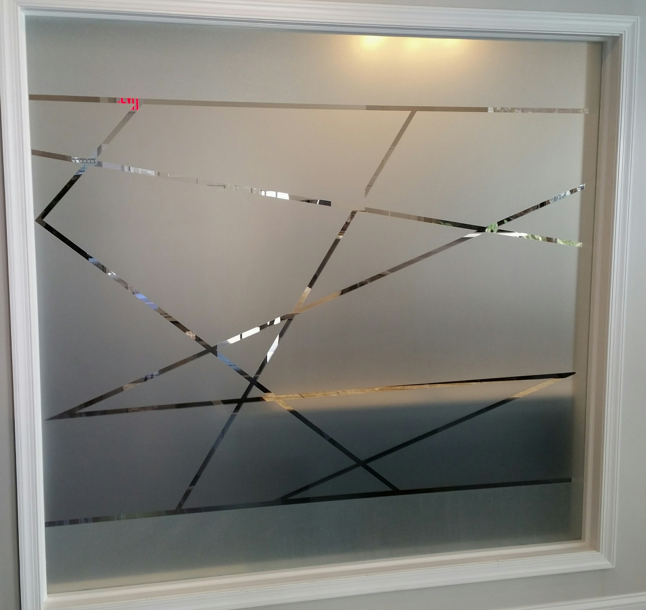 Custom designed 3M dusted vinyl window privacy film