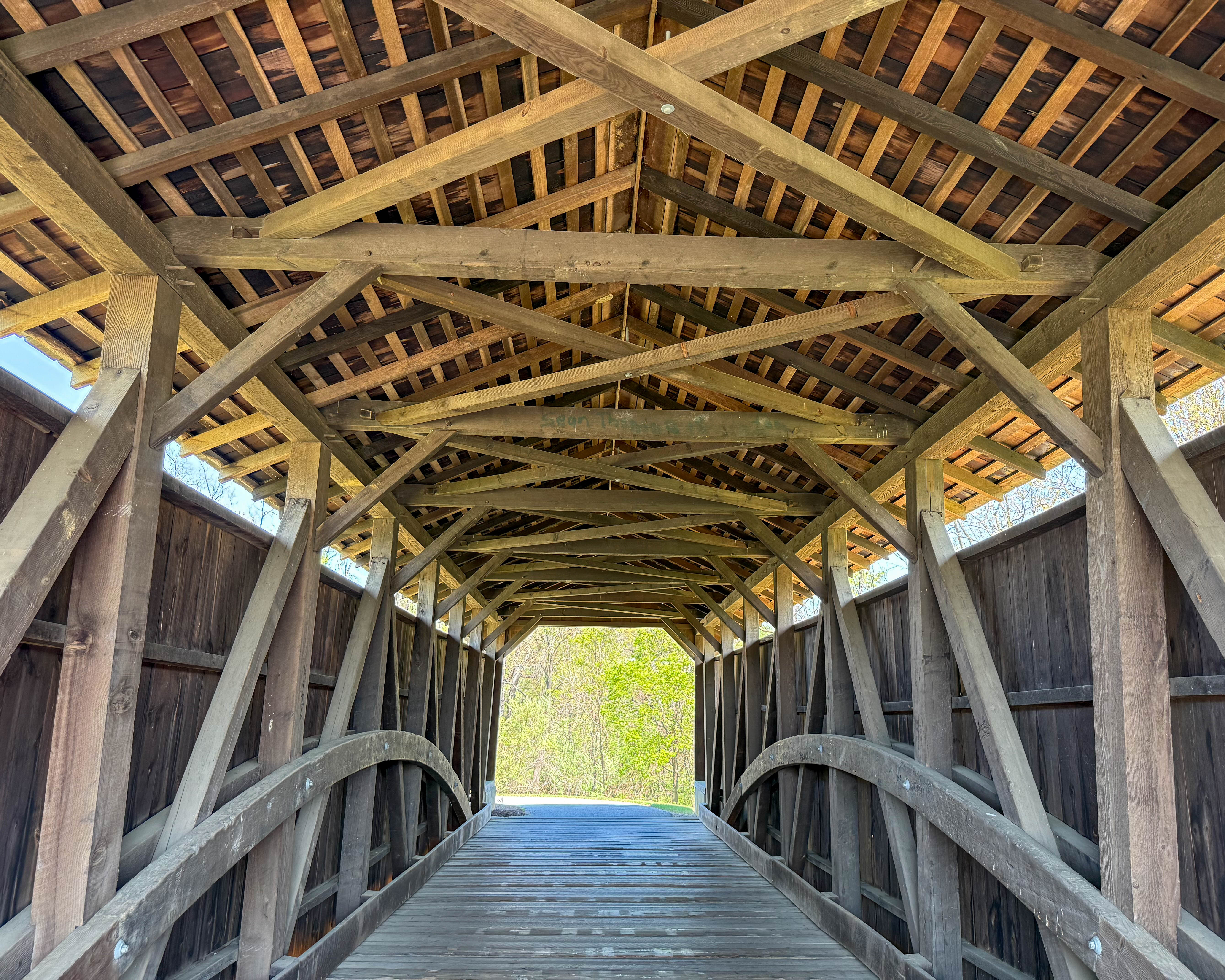Historic Larkin Covered Bridge on Graphite Mine Road in Chester Springs, Pennsylvania serving the local community