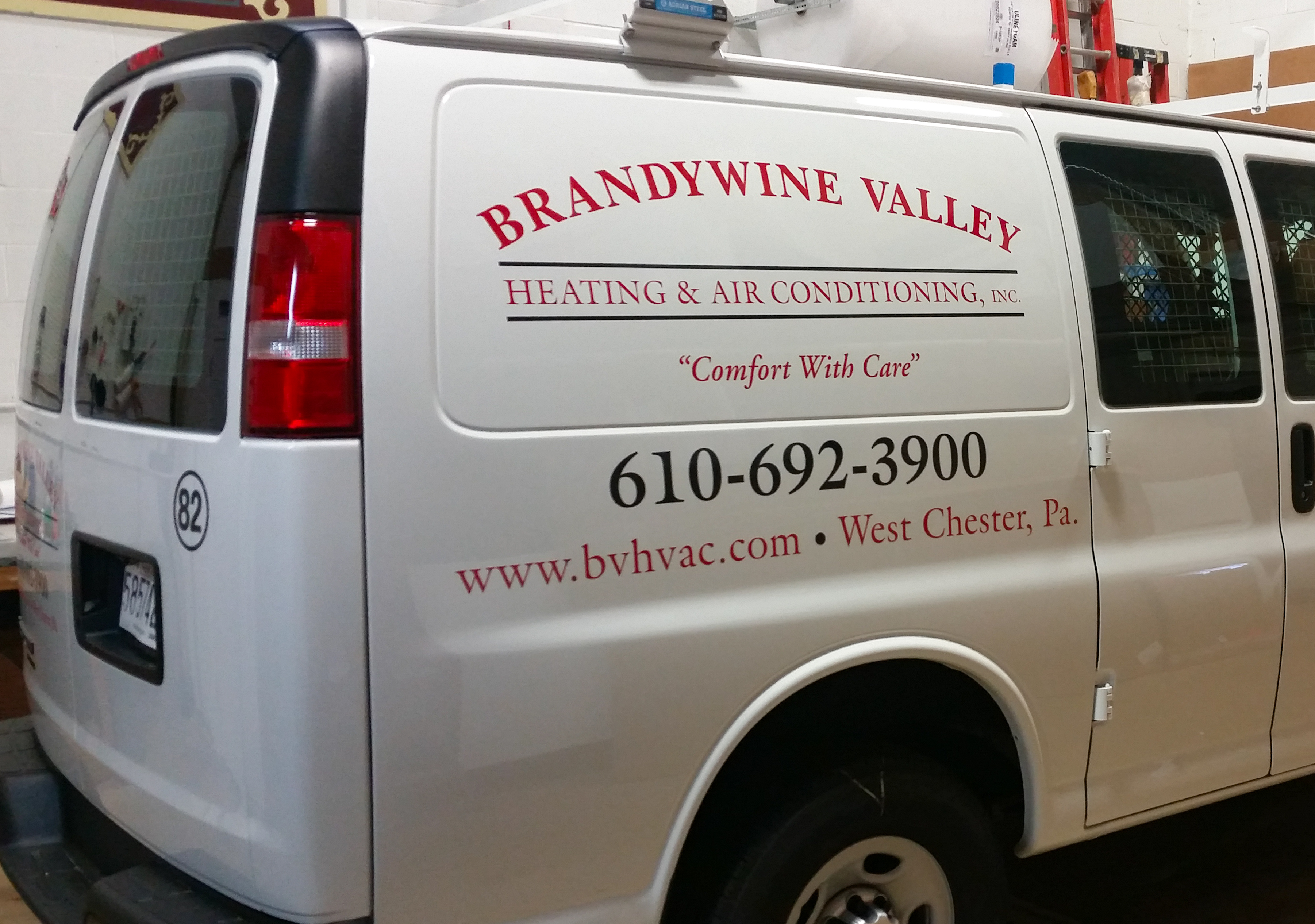Commercial vehicle wrap on a utility van