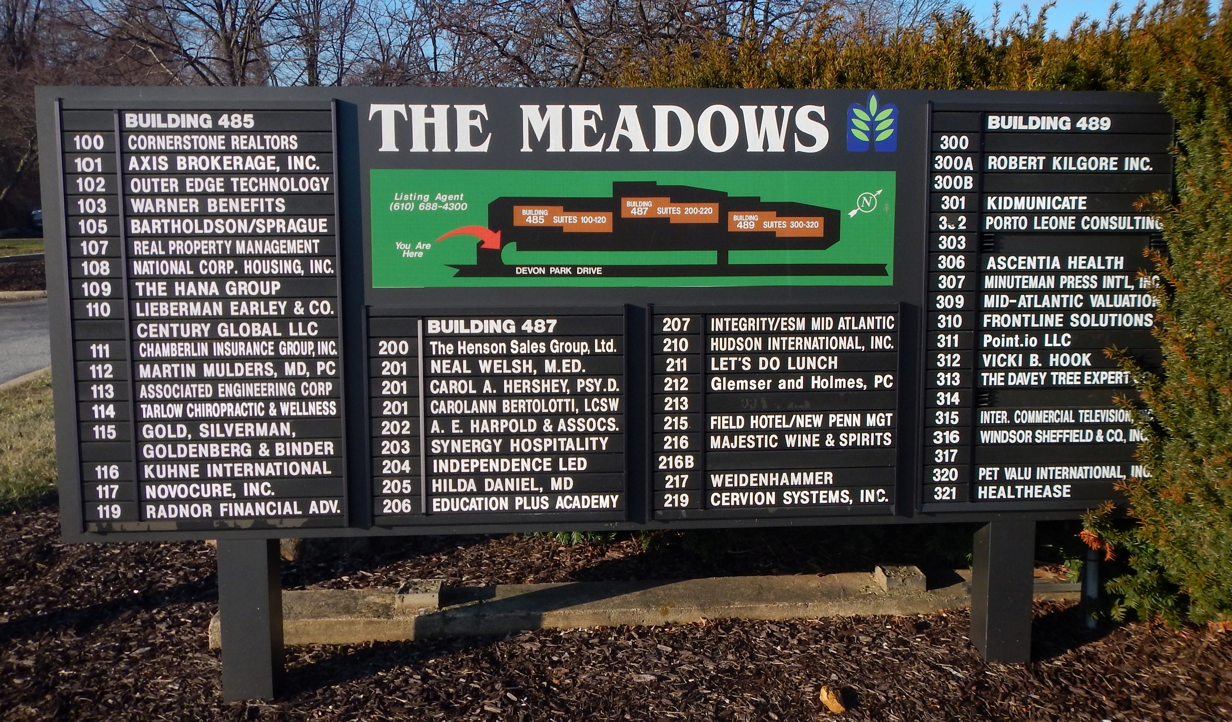 Large corporate park directory sign
