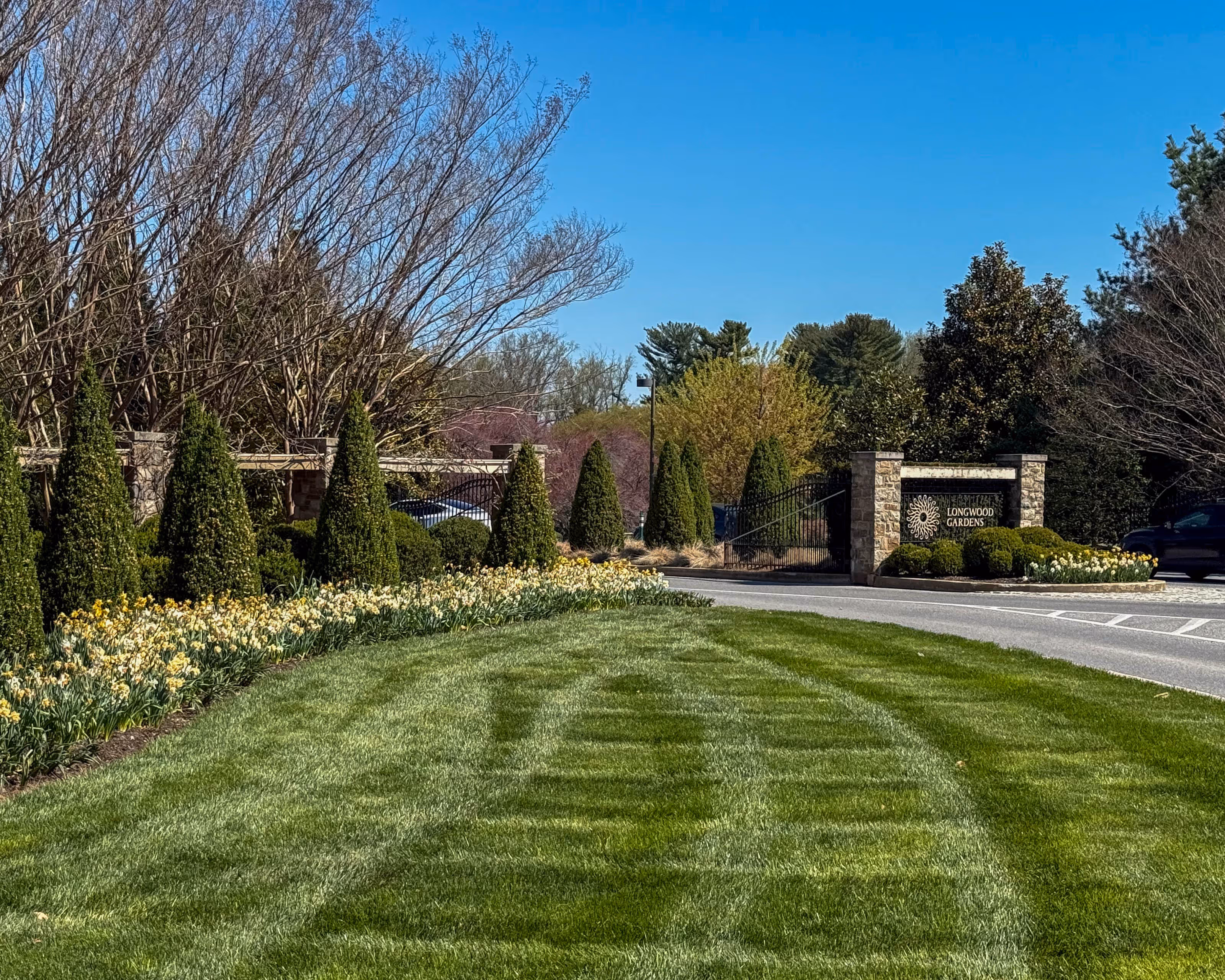Front gate of Longwood Gardens at 1001 Longwood Road in Kennett Square, Pennsylvania serving the local community