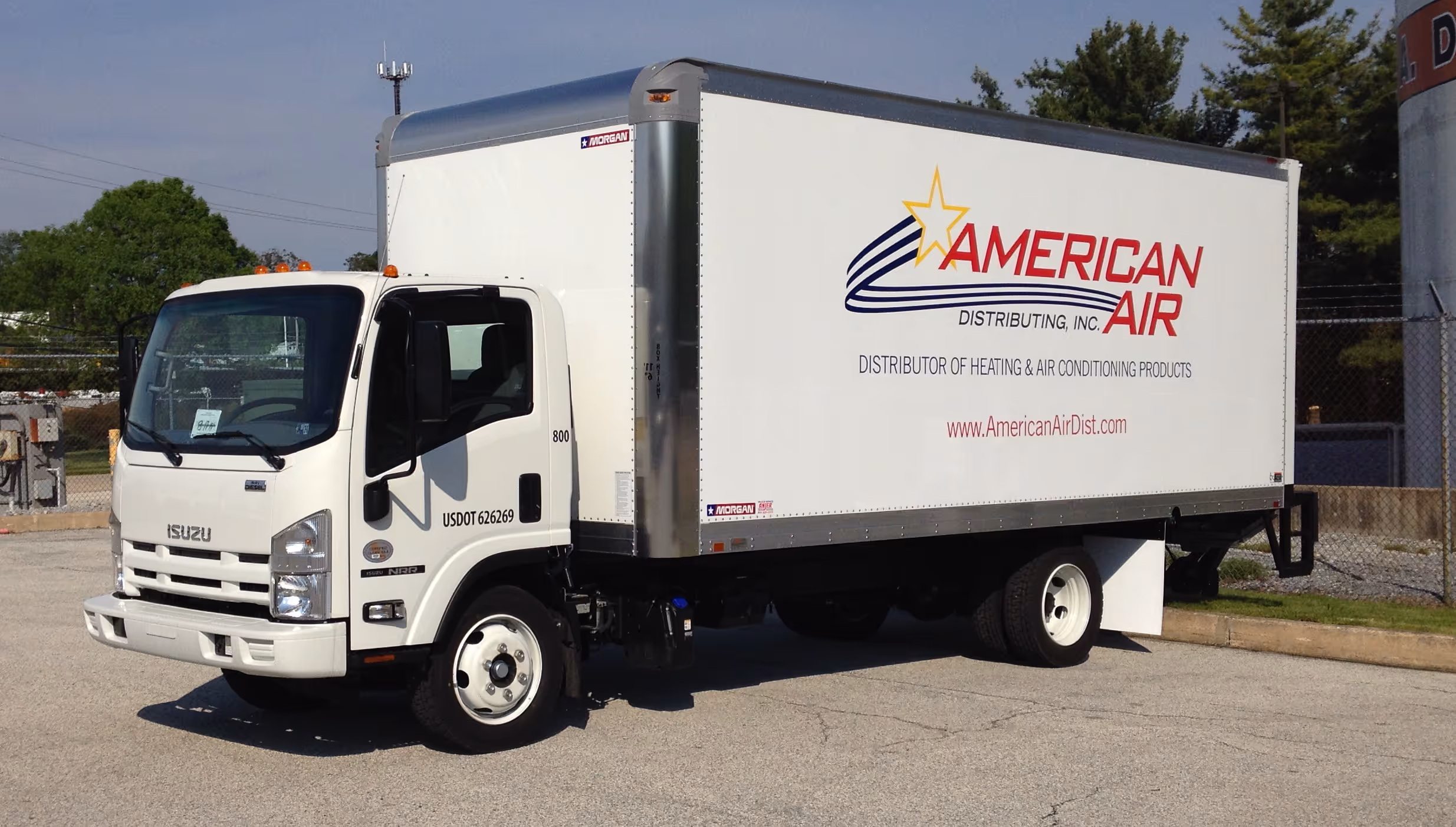 Vinyl wrap on a white box truck