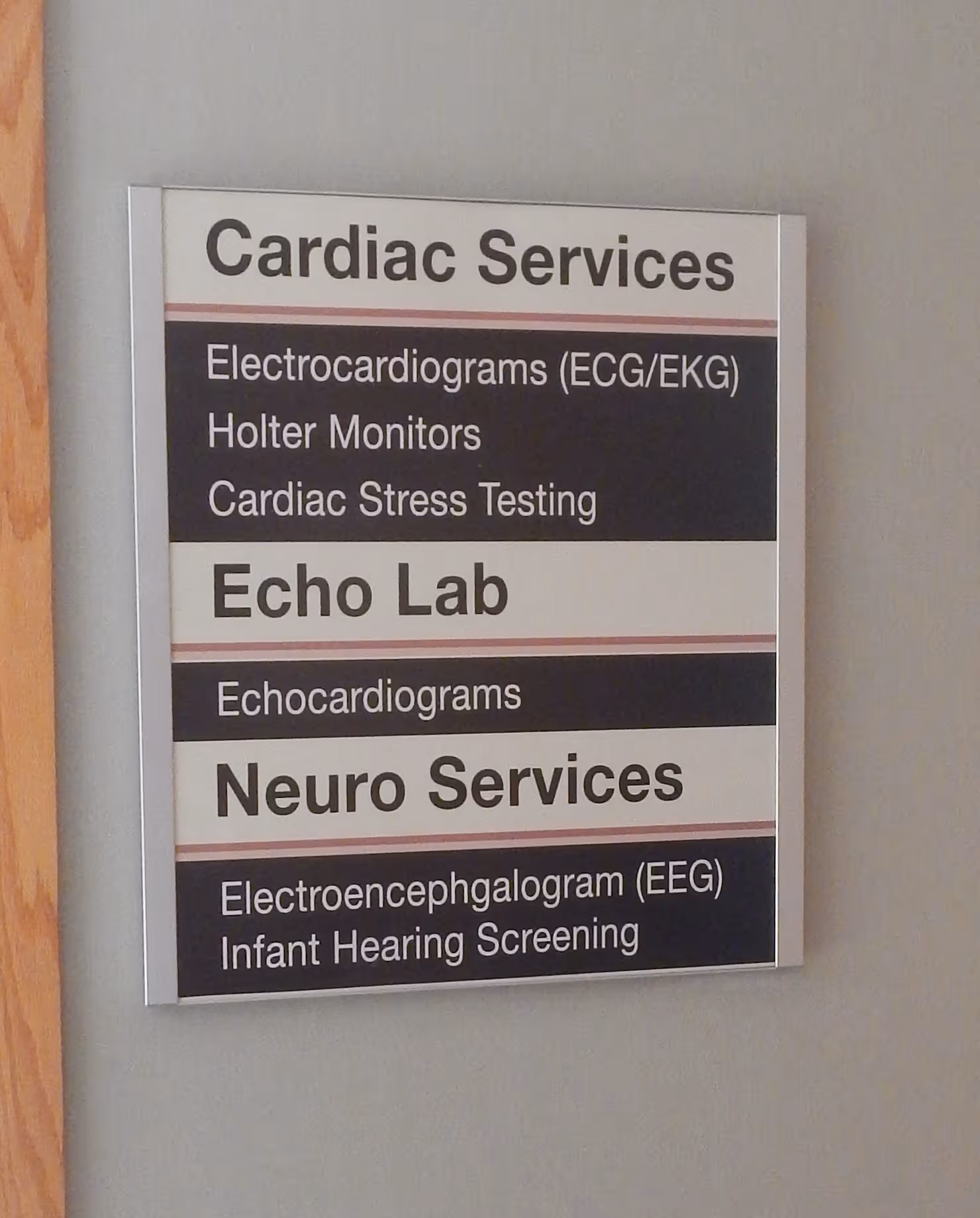 Wayfinding sign in a medical center