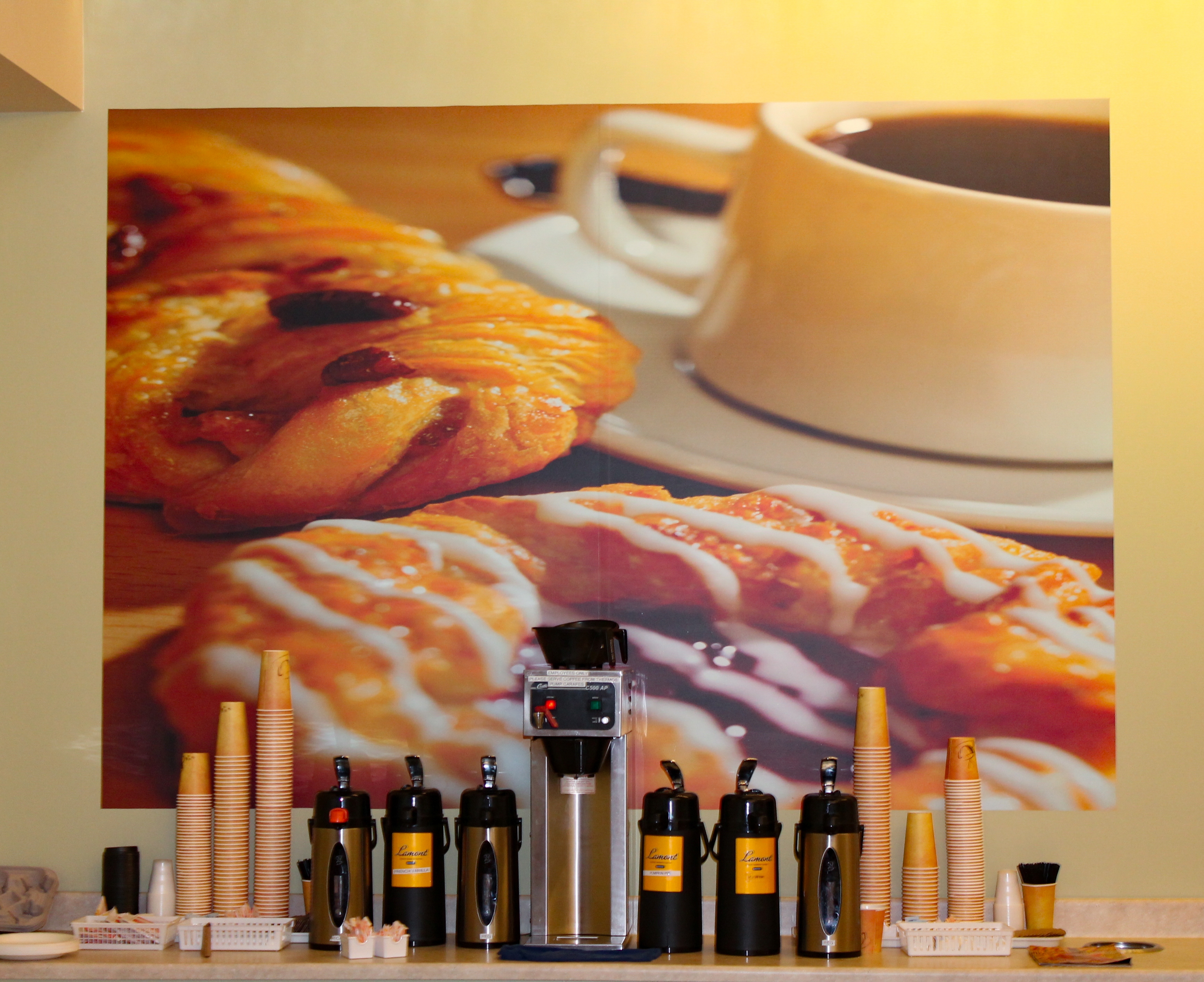 Large vinyl wall graphic in a coffee shop