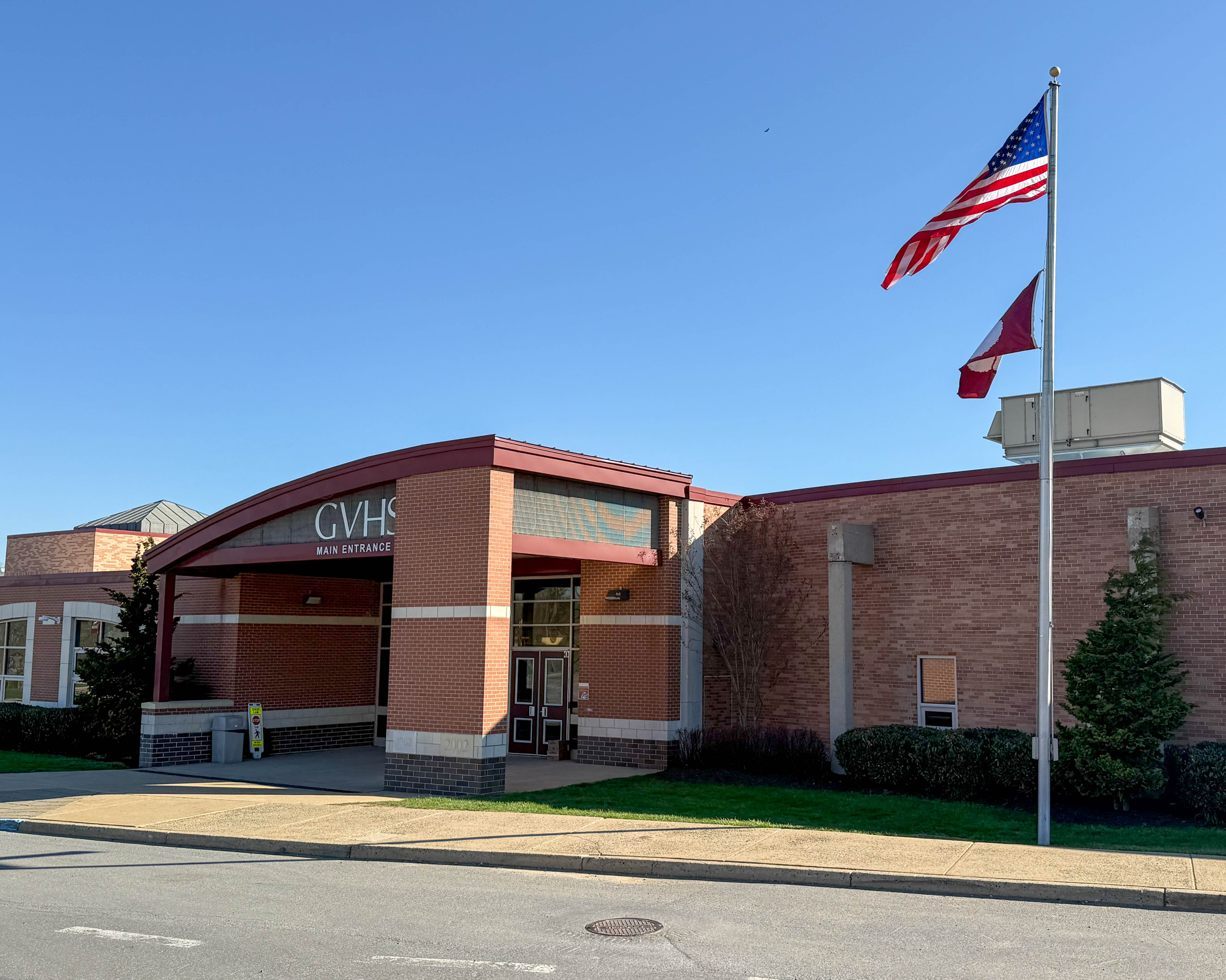 Exterior of Garnet Valley High School at 552 Smithbridge Road in Glen Mills, Pennsylvania serving the local community