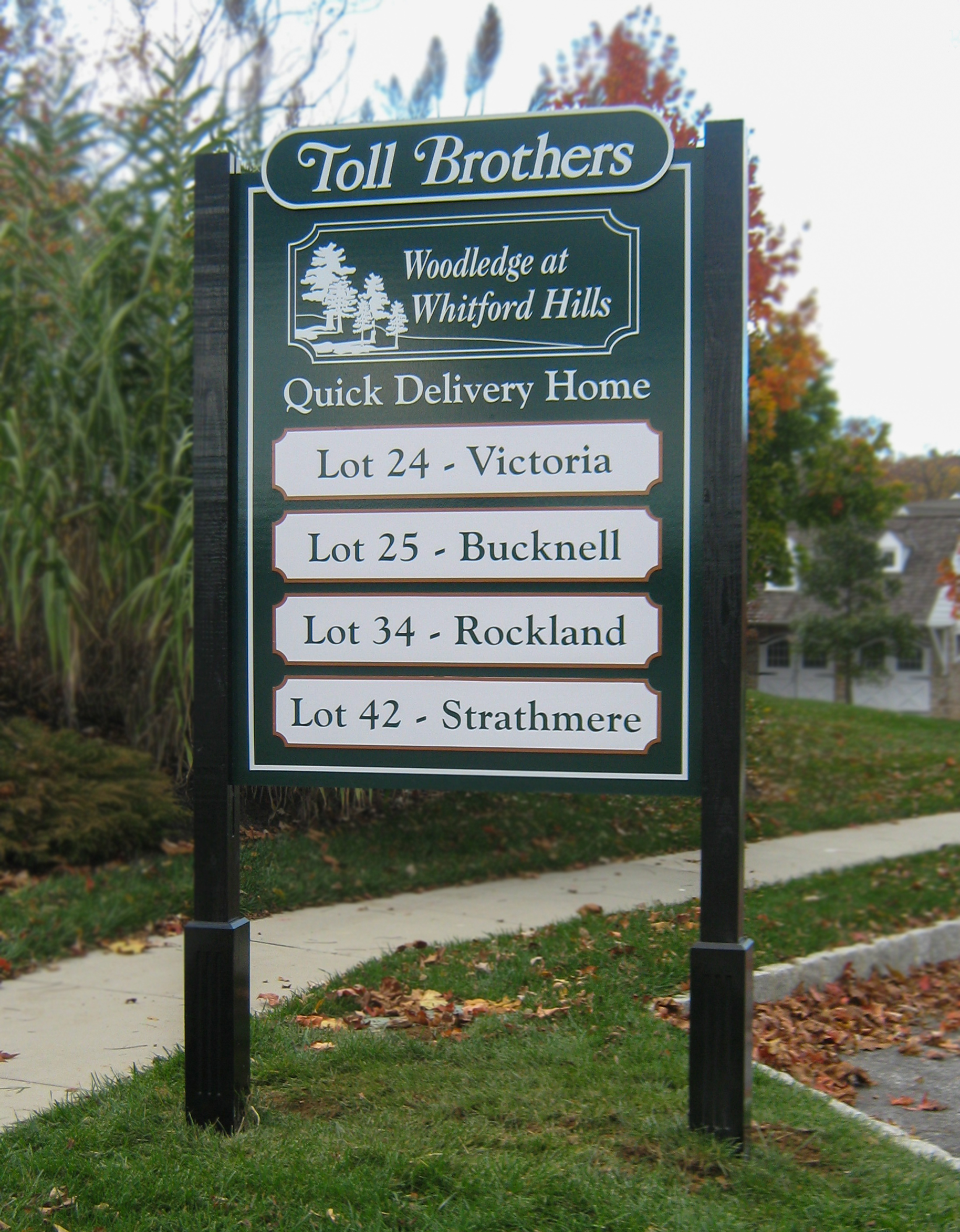 Large Toll Brothers post and panel sign
