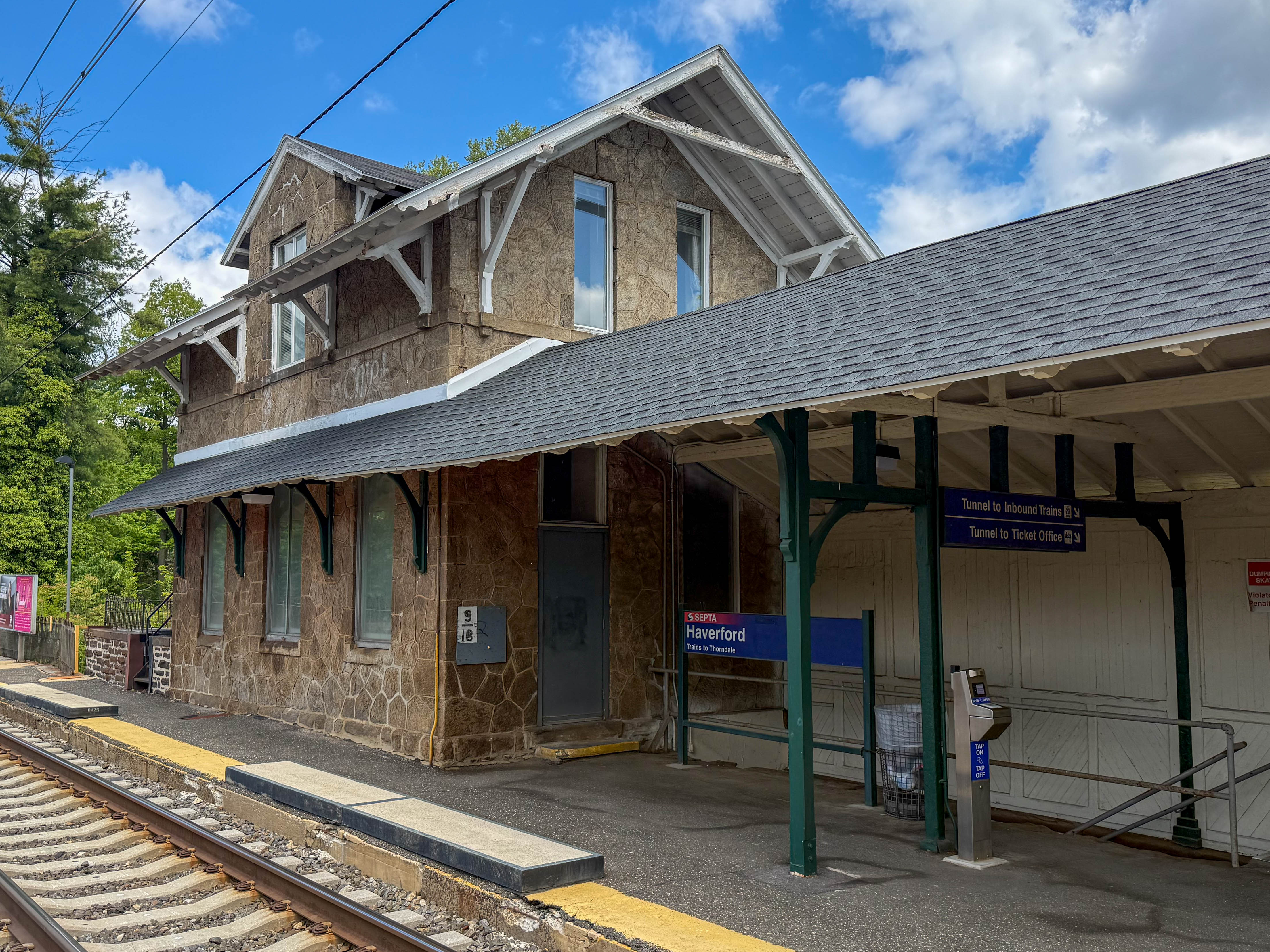 Haverford Train Station at 43 Haverford Station Road in Haverford, Pennsylvania serving the local community