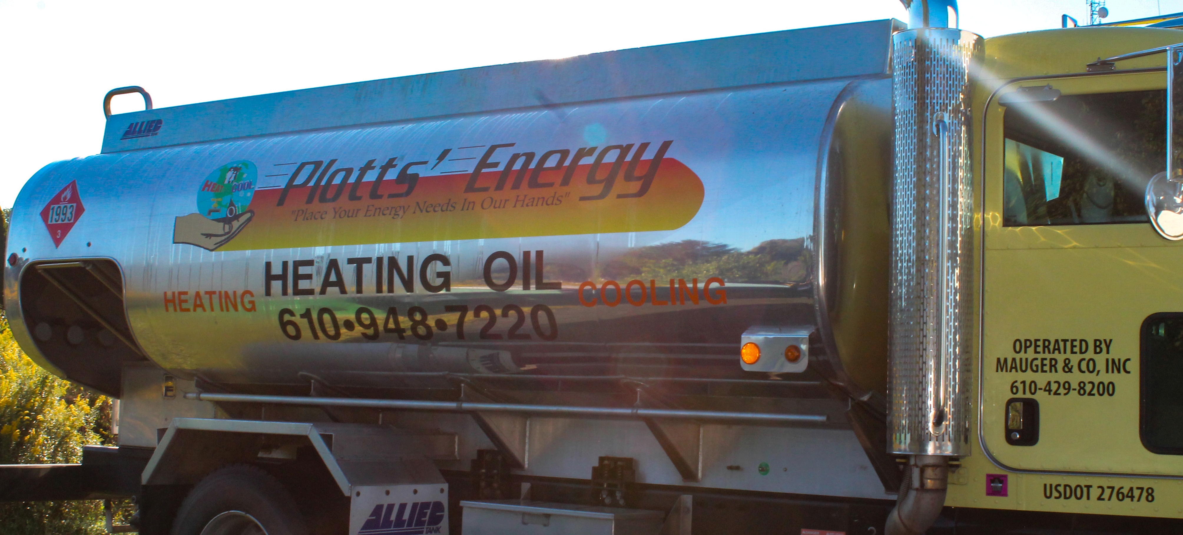 Vinyl branding on a tanker truck