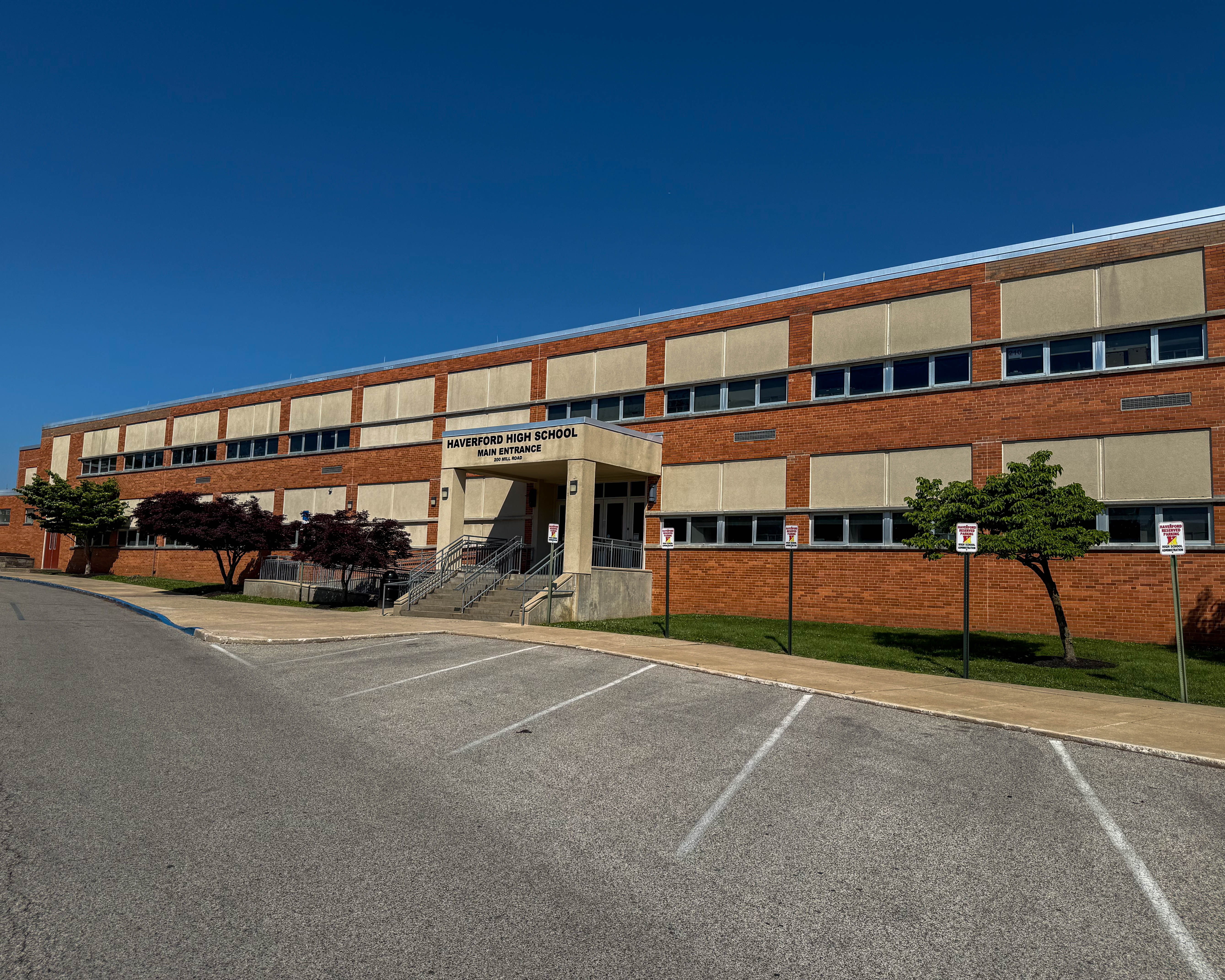 Haverford High School at 200 Mill Road in Havertown, Pennsylvania serving the local community