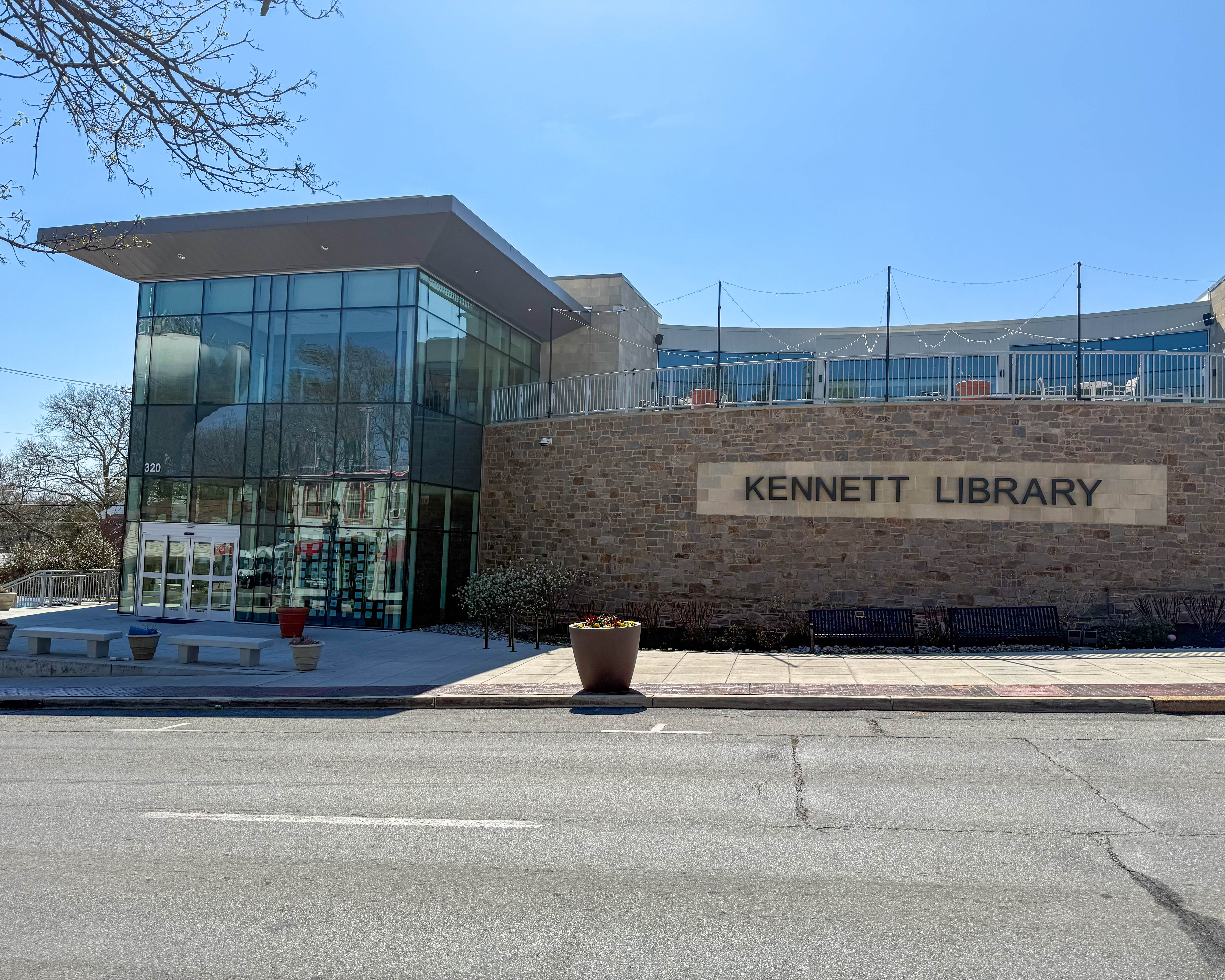 Exterior of Kennett Library at 320 E State Street in Kennett Square, Pennsylvania serving the local community