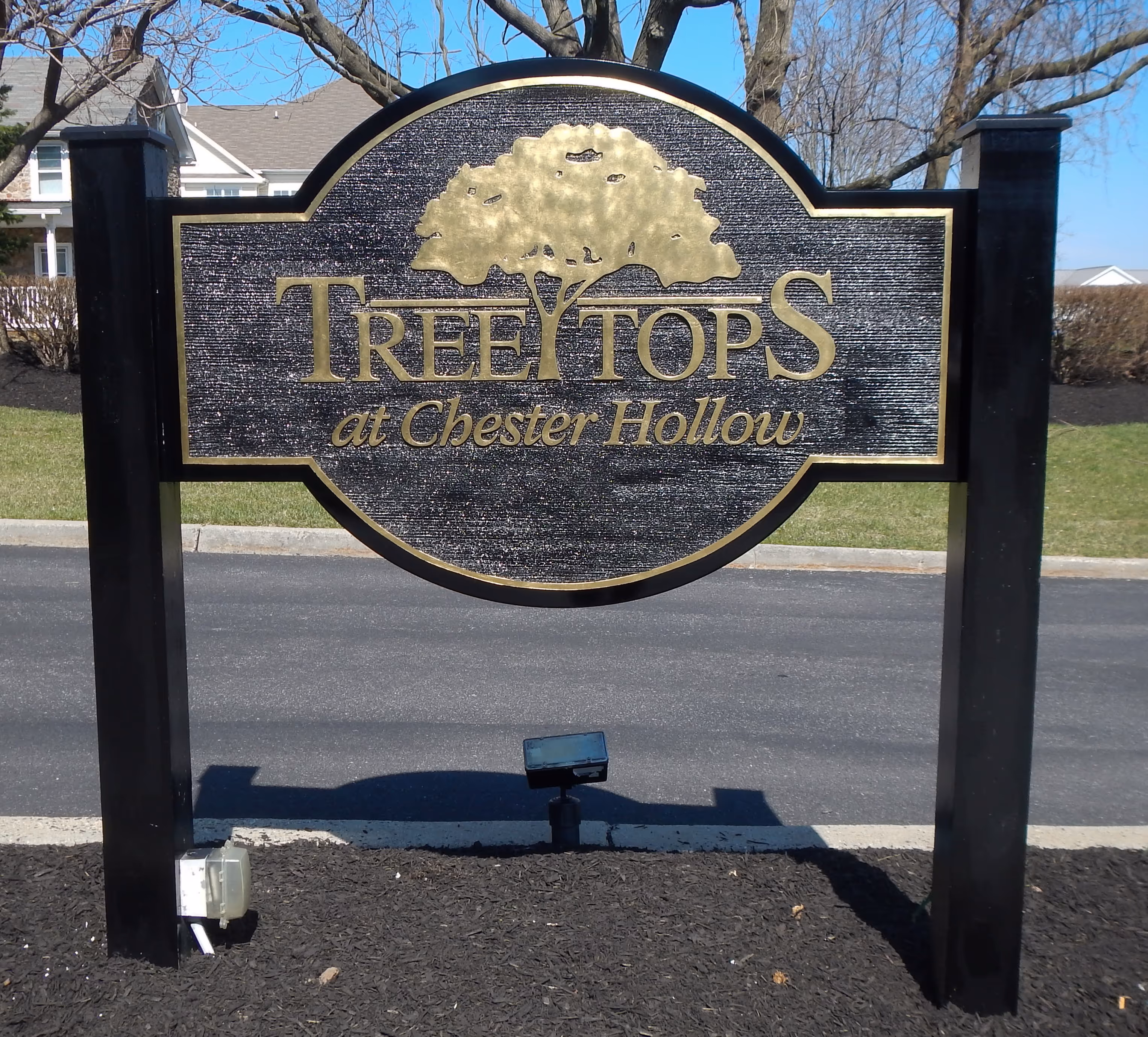 Carved HDU sign with textured background on the face
