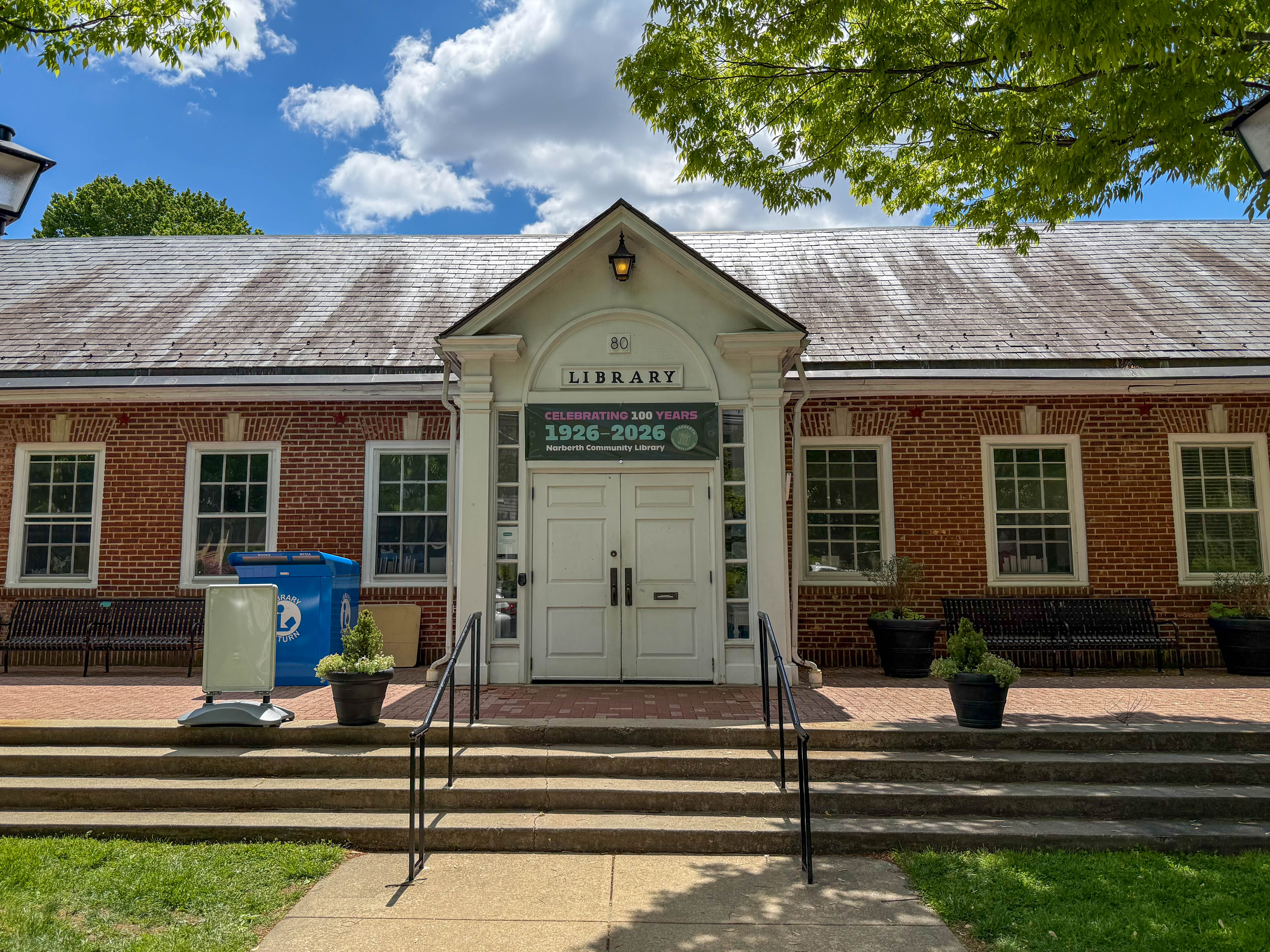 Narberth Community Library at 80 Windsor Avenue in Narberth, Pennsylvania serving the local community