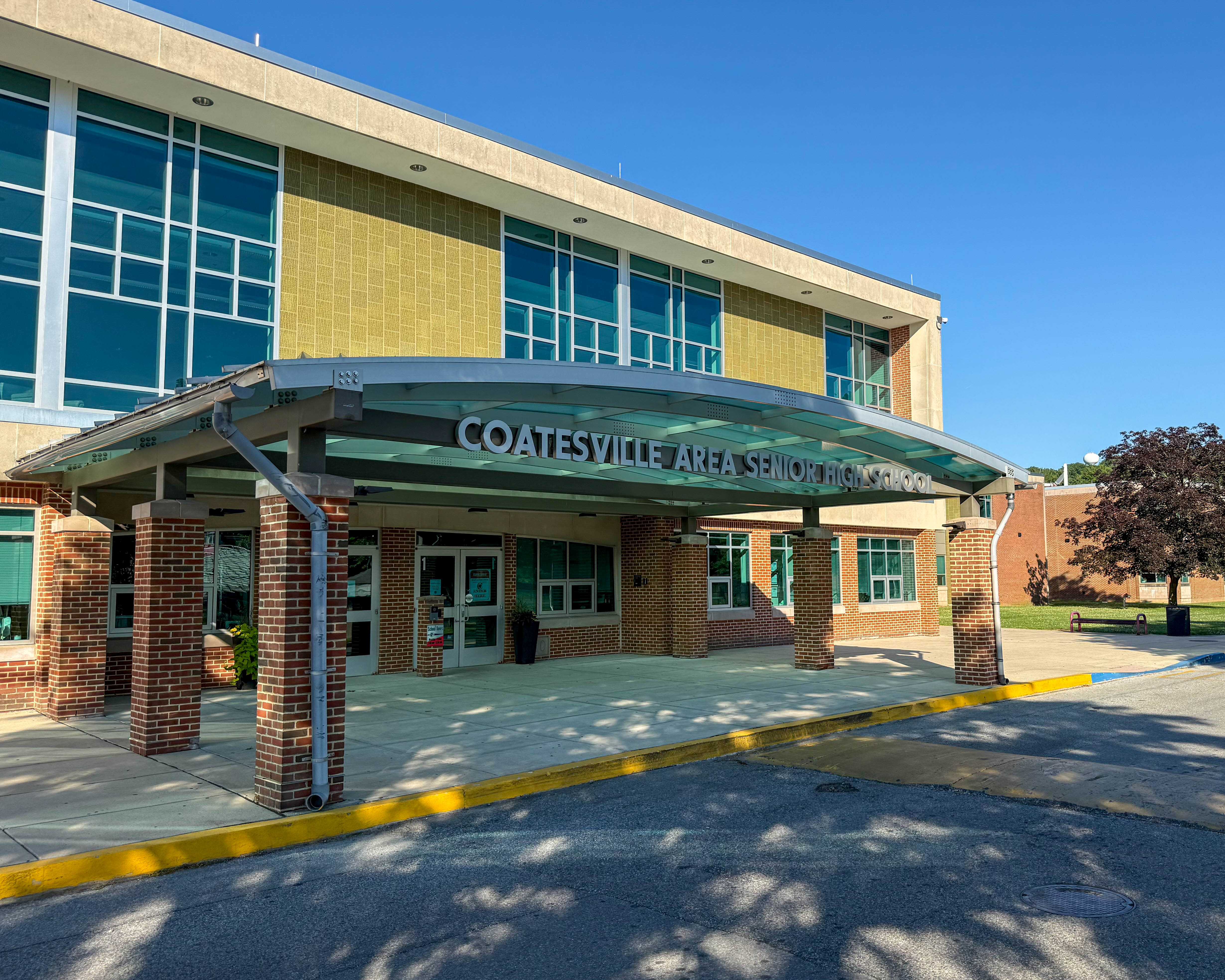 Coatesville Area Senior High School at 1445 Lincoln Highway E in Coatesville, Pennsylvania serving the local community