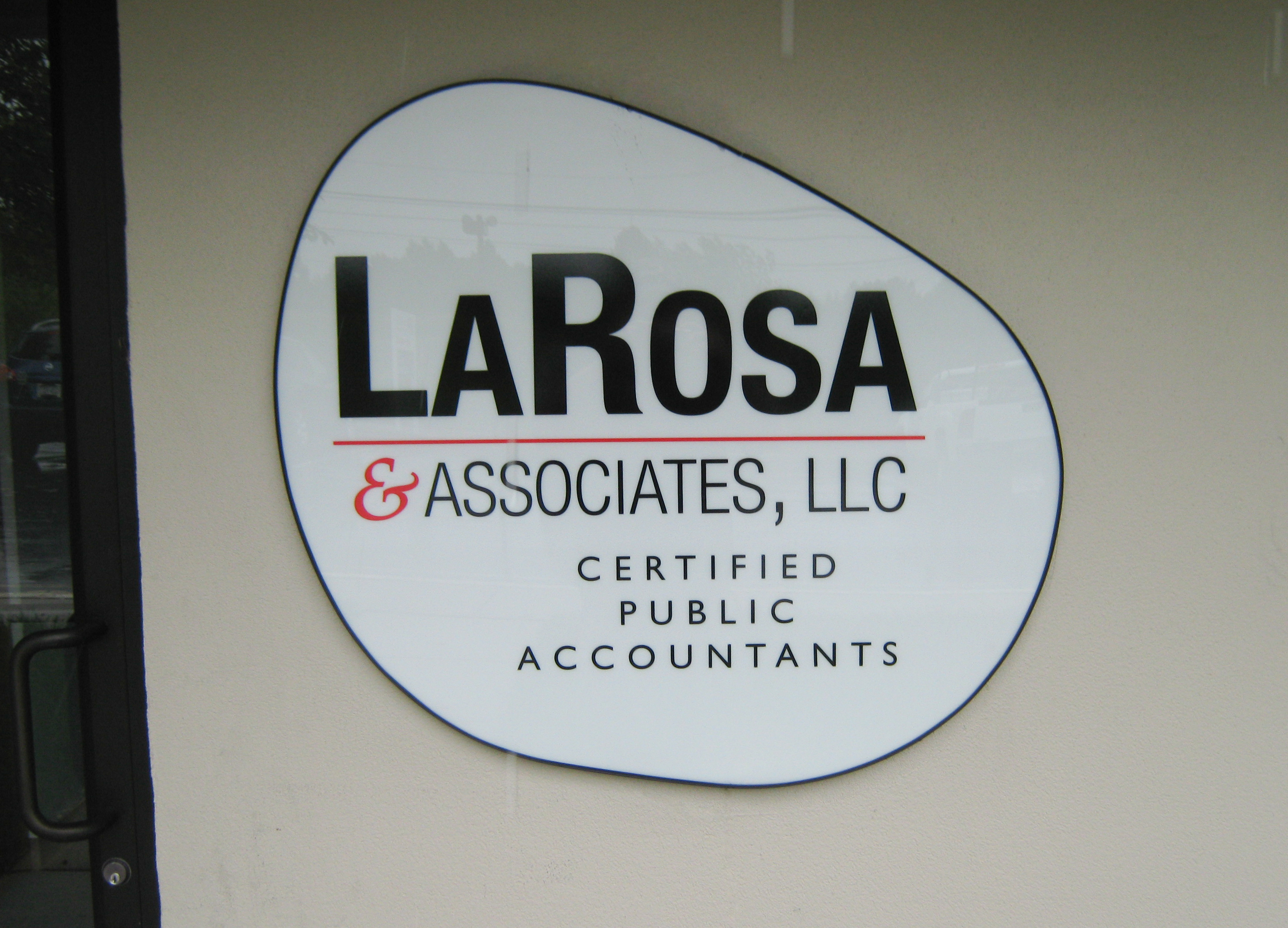 Die-cut vinyl on a custom-shaped white gloss acrlyic panel